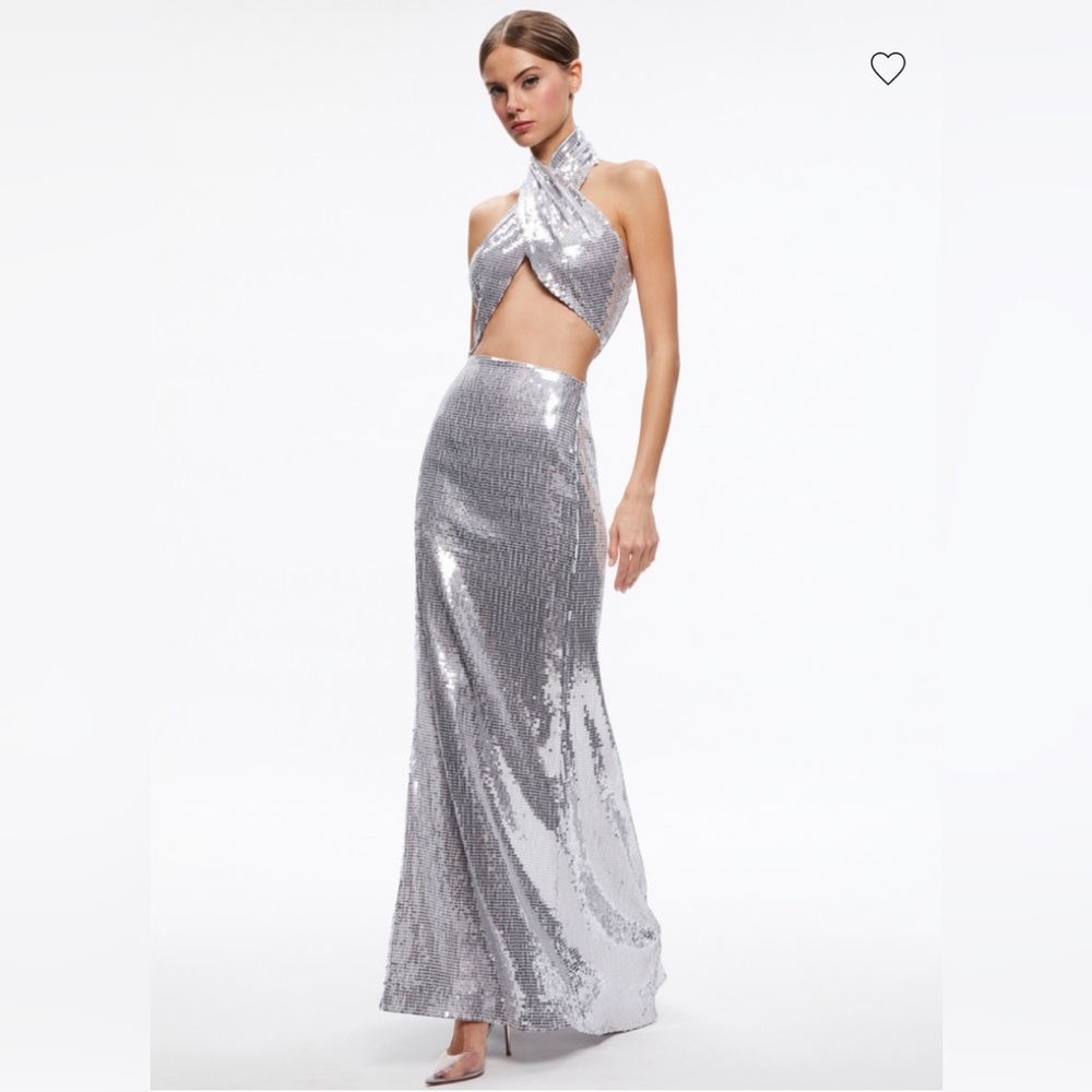 Alice + Olivia May Halter Neck Sequin Gown